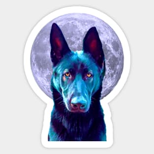 Black German Shepherd Moon for Dog Lovers Sticker